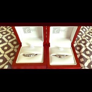 White gold 14k wedding ring set